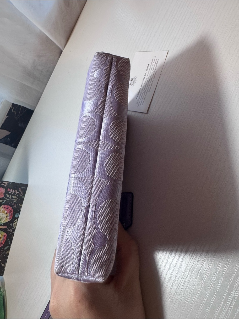 Coach Lavender Signature Wristlet with Leather Trim - Picture 5 of 7